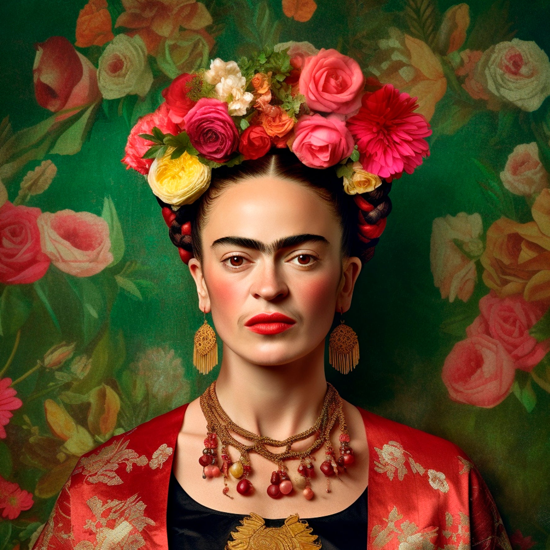 Scatter Cushion - Frida Kahlo with Flower Crown