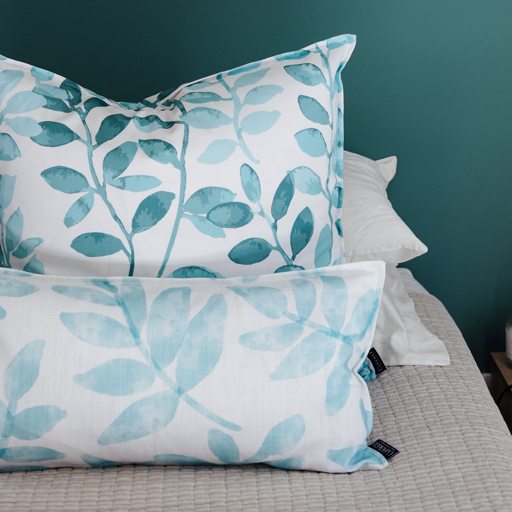 Scatter Cushion  -  Turquoise Leaves Rectangular