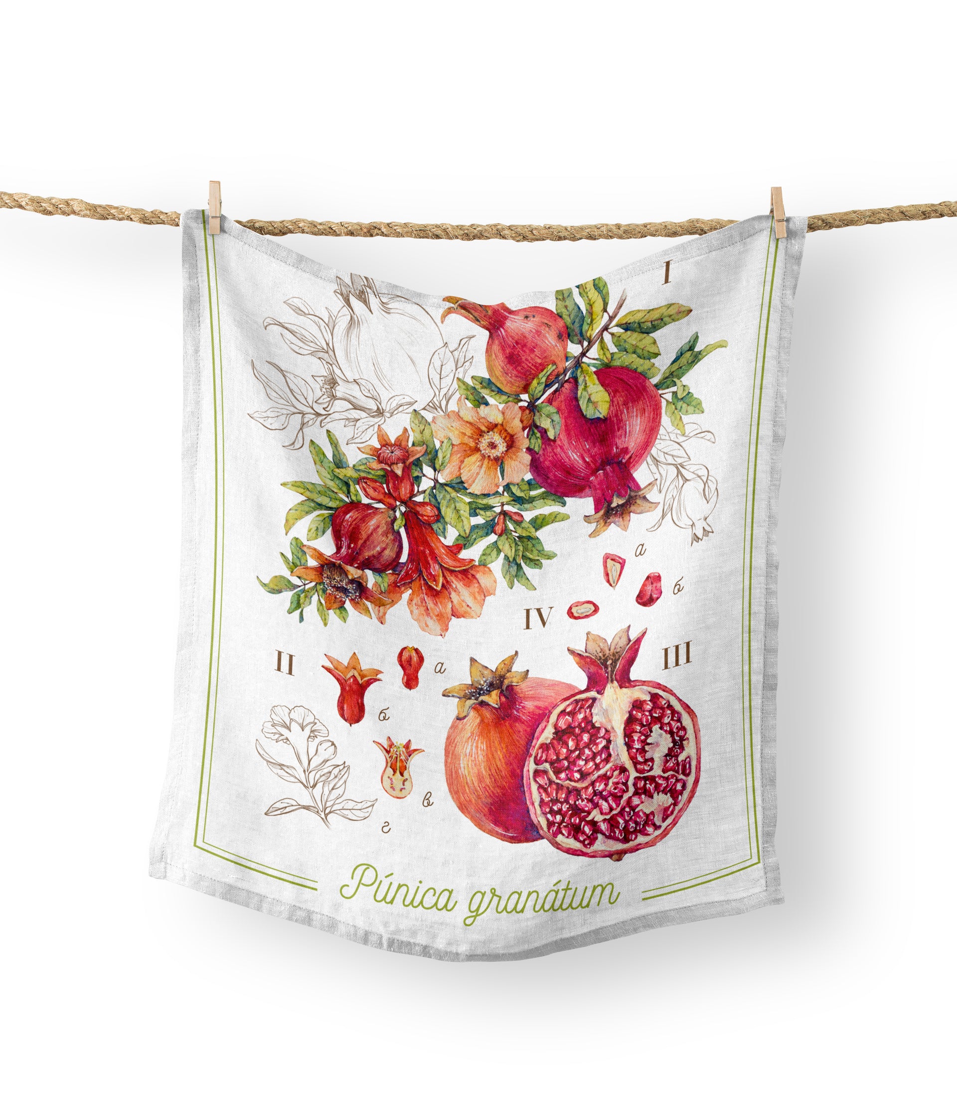 Tea Towels - Pomegranate Botanical