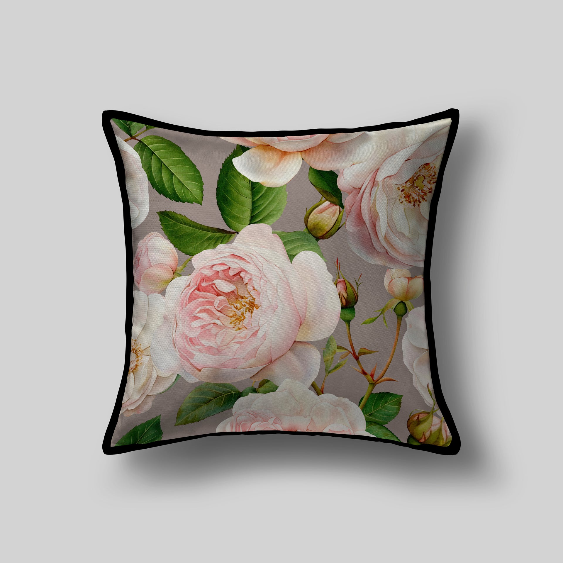 Velvet & Cotton Cushion  - Romantic Roses