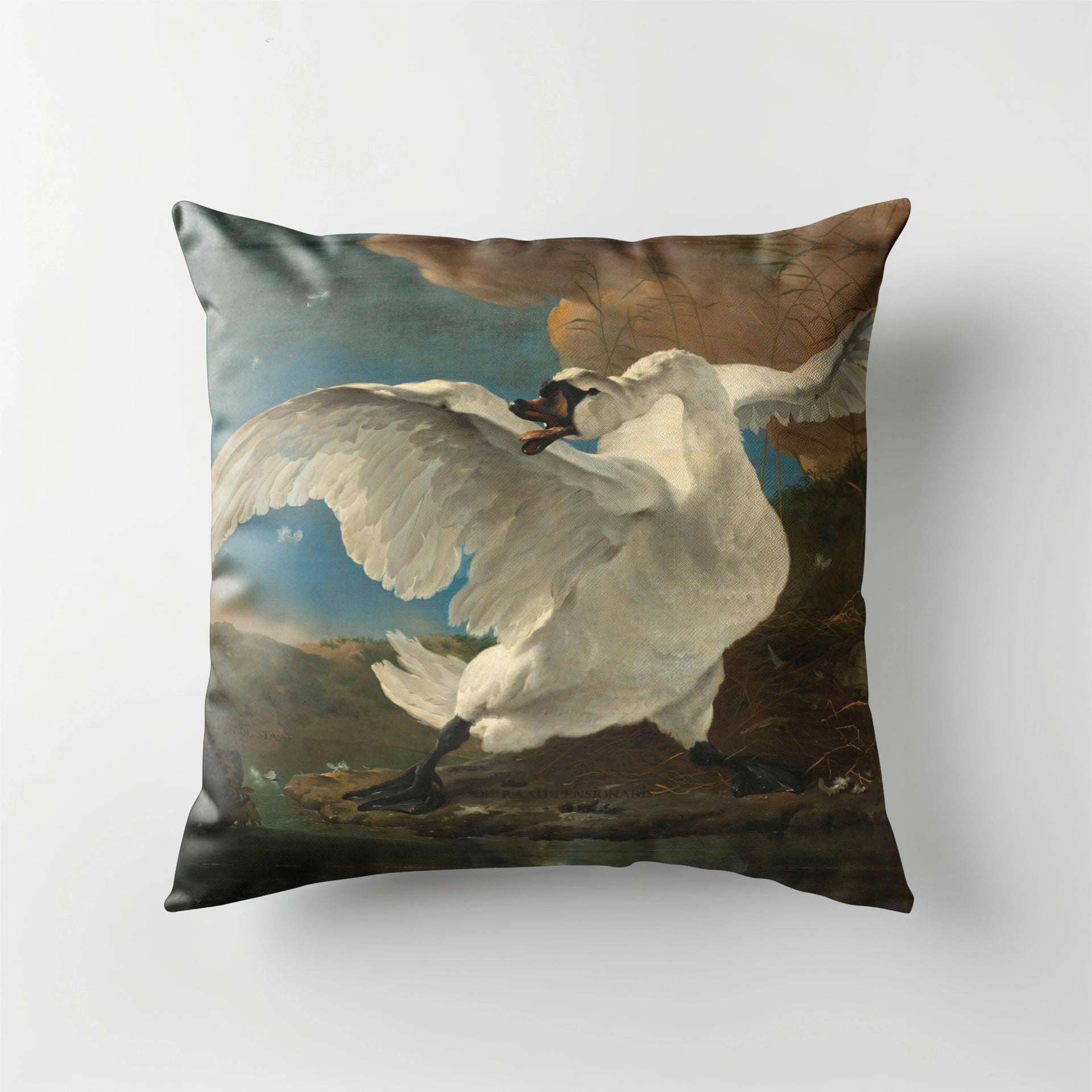 Scatter Cushion - The Threatened Swan - Jan Asselijn 1650