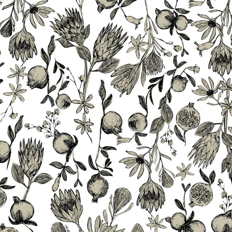 Scatter Cushion - LAPERLE charcoal Fynbos Toile de Jouy