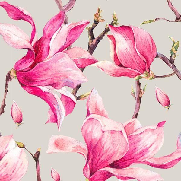 Magnolia Twigs and Leaves Pink print