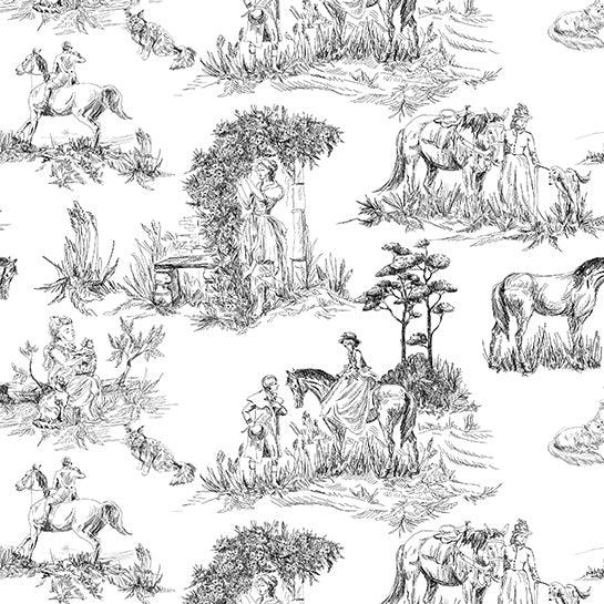 Charcoal toile de jouy style napkin print