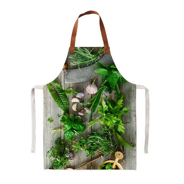 Printed Apron - Medium 66x 76cm Fynbos - Chopping Herbs - LAPERLE