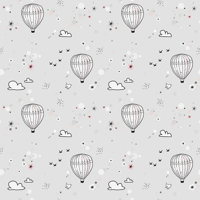 BABY DUVET COVER SET - Hot Air Balloons Grey