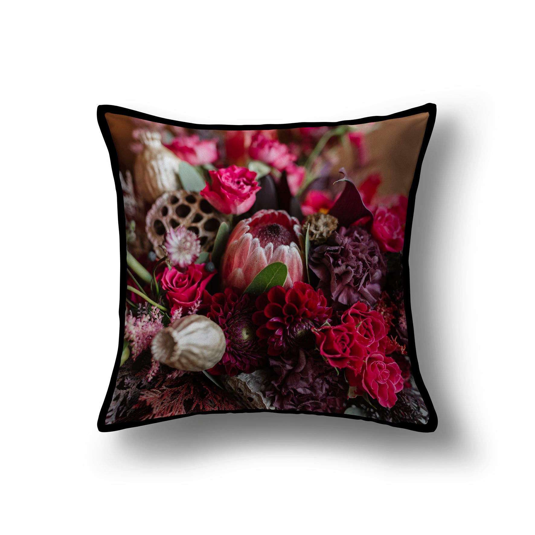 Velvet & Cotton Cushion  - Shades of Red Wedding Bouquet