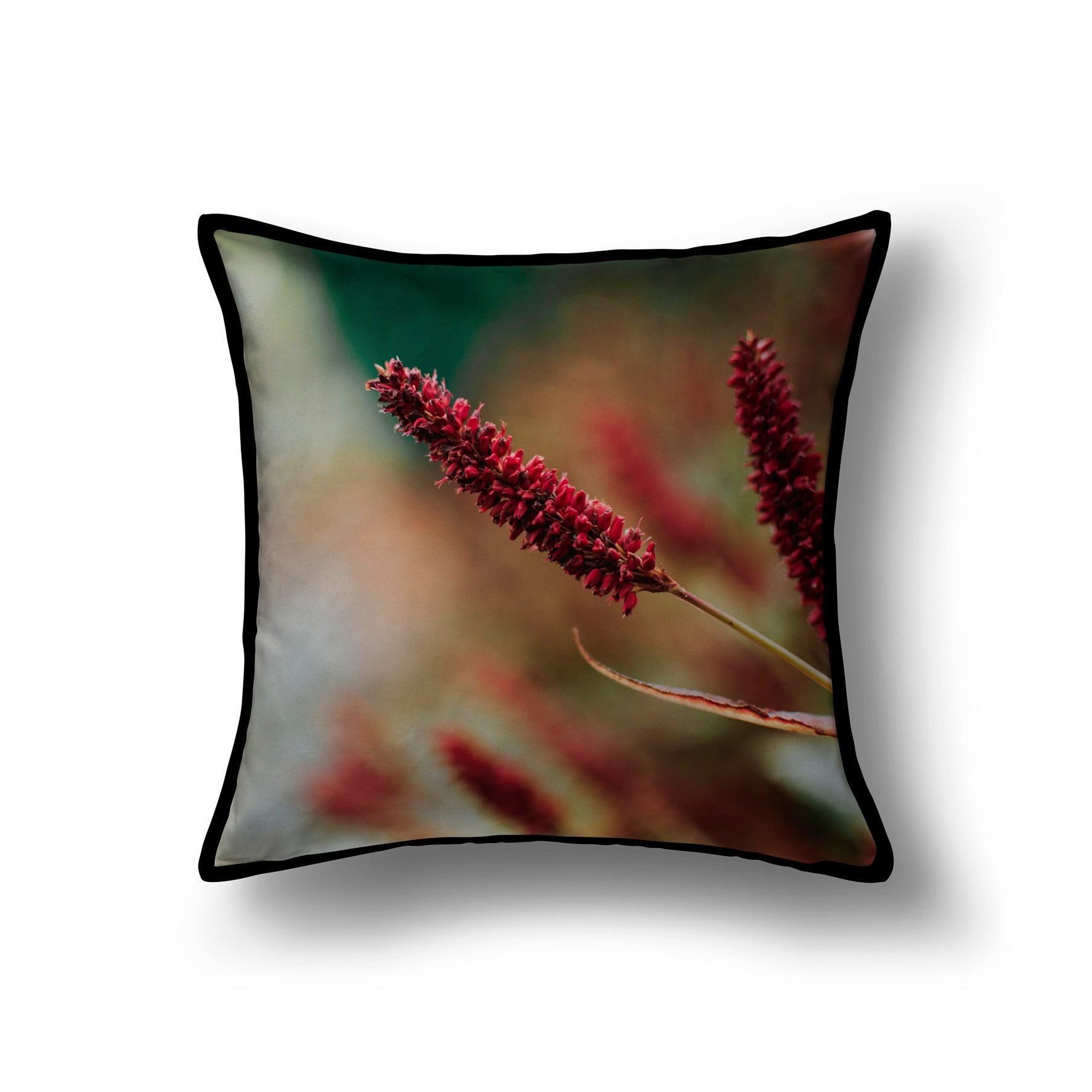 Velvet & Cotton Cushion  - Red Bistort