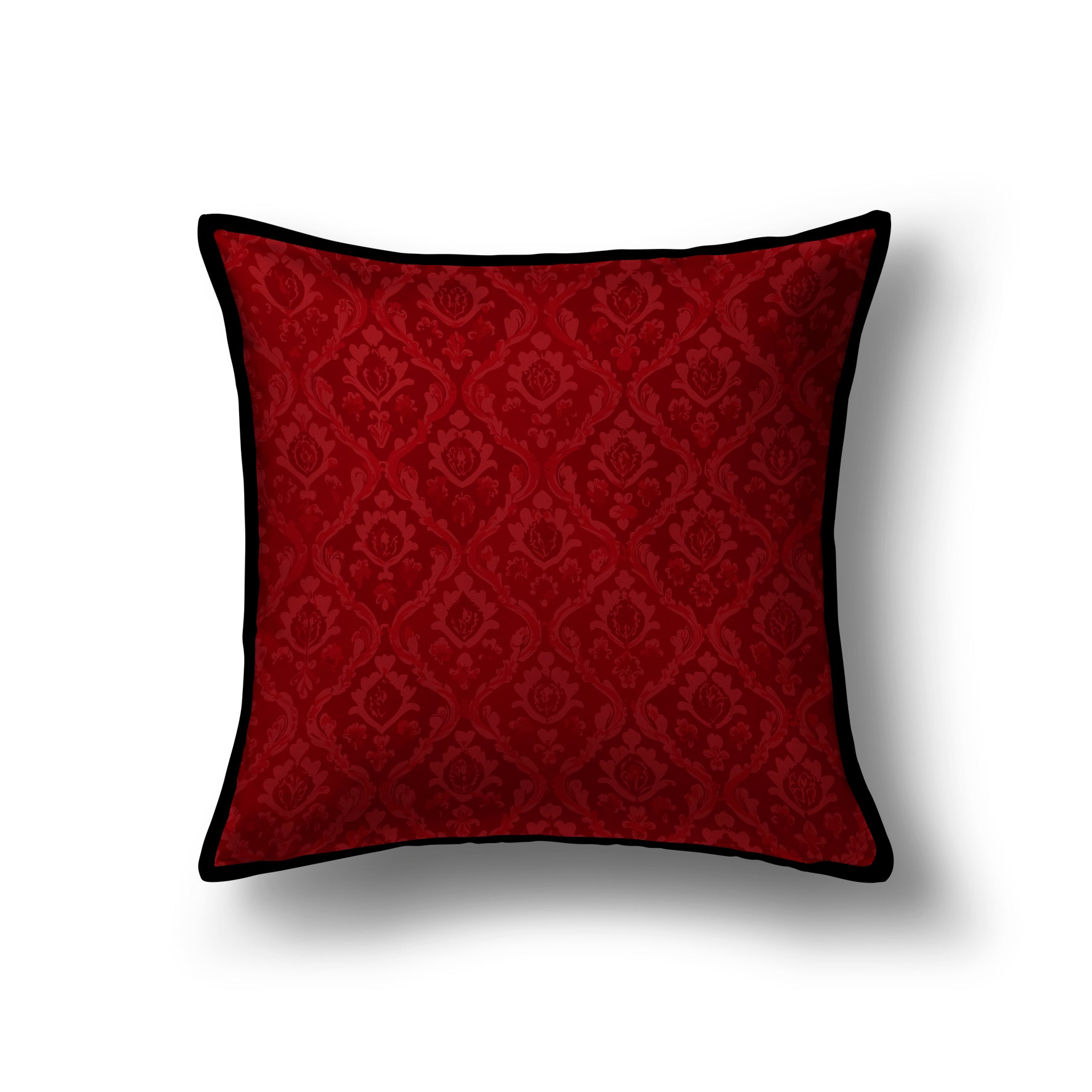 Velvet & Cotton Cushion  - Maroon Damask