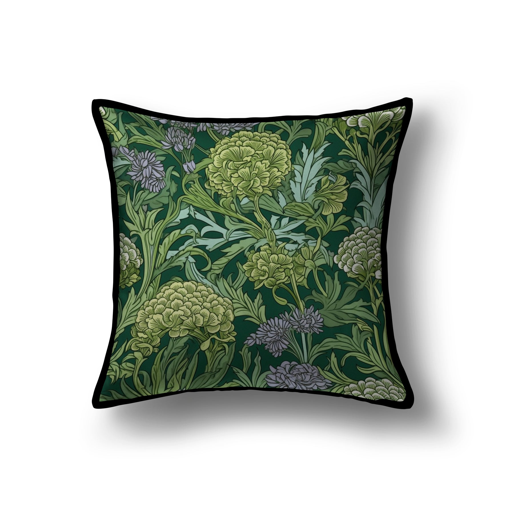 Velvet & Cotton Cushion  - Christmas Roses