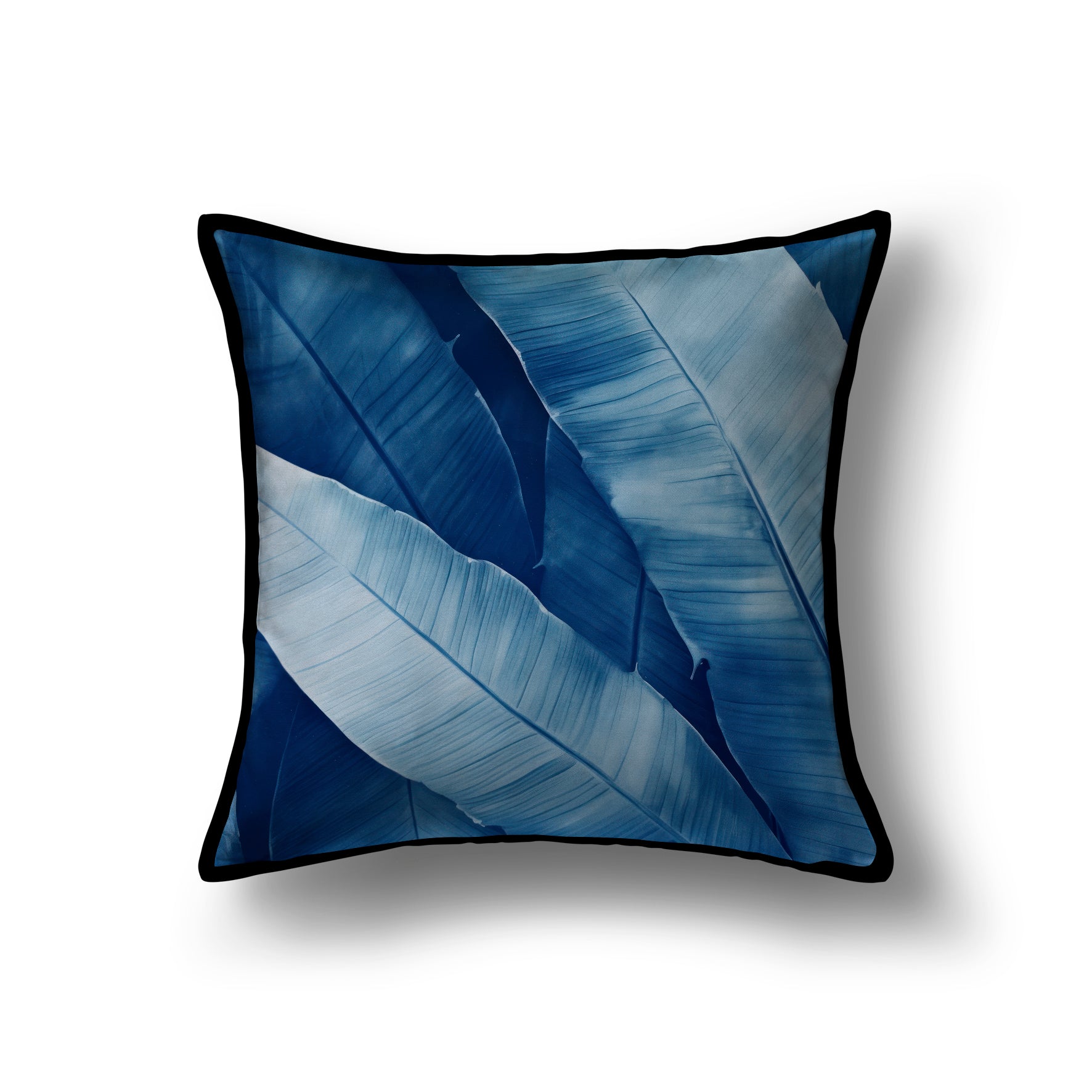 Velvet & Cotton Cushion  - Blue Banana Leaves