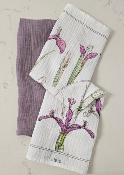 Tea Towel Set with Iris Embroidery