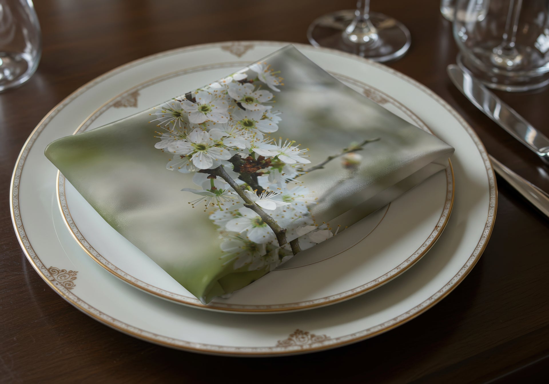 Napkin Set  - White Blossoms