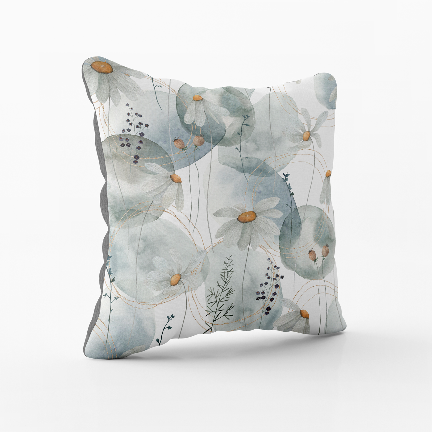 Scatter Cushion  - Textured Cotton & Velvet - Muted Daisies