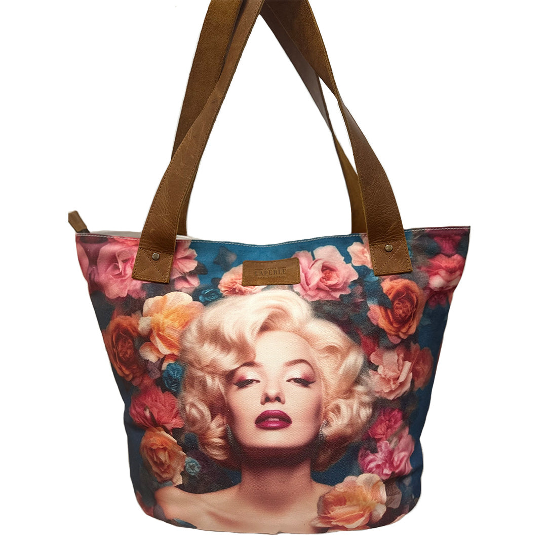 Large leather bag with 'painted' Marilyn Monroe design
