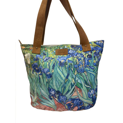 CarryAll Bag with Leather Straps - Irises (Vincent van Gogh)