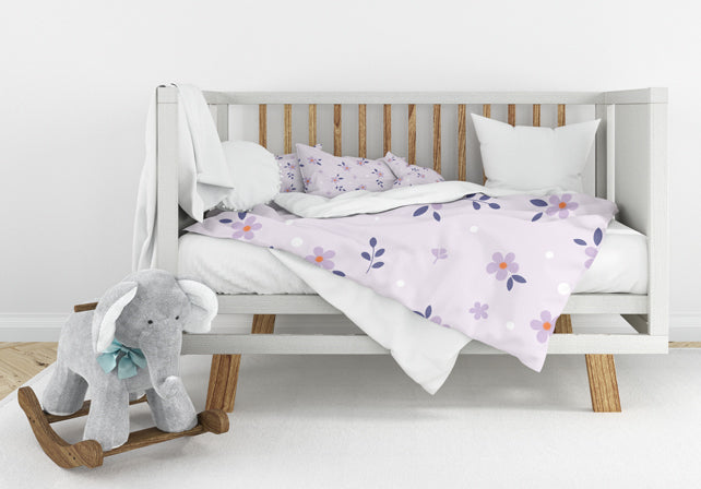 BABY DUVET COVER SET - Lilac Flowers