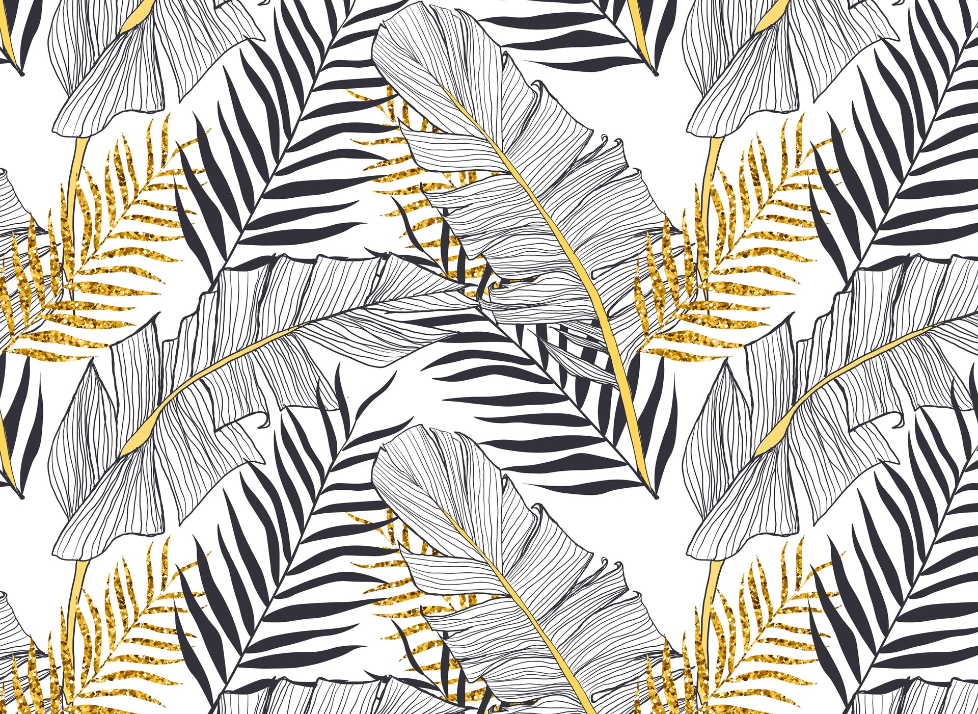 Headboard - Banana & Golden Palm Leaf