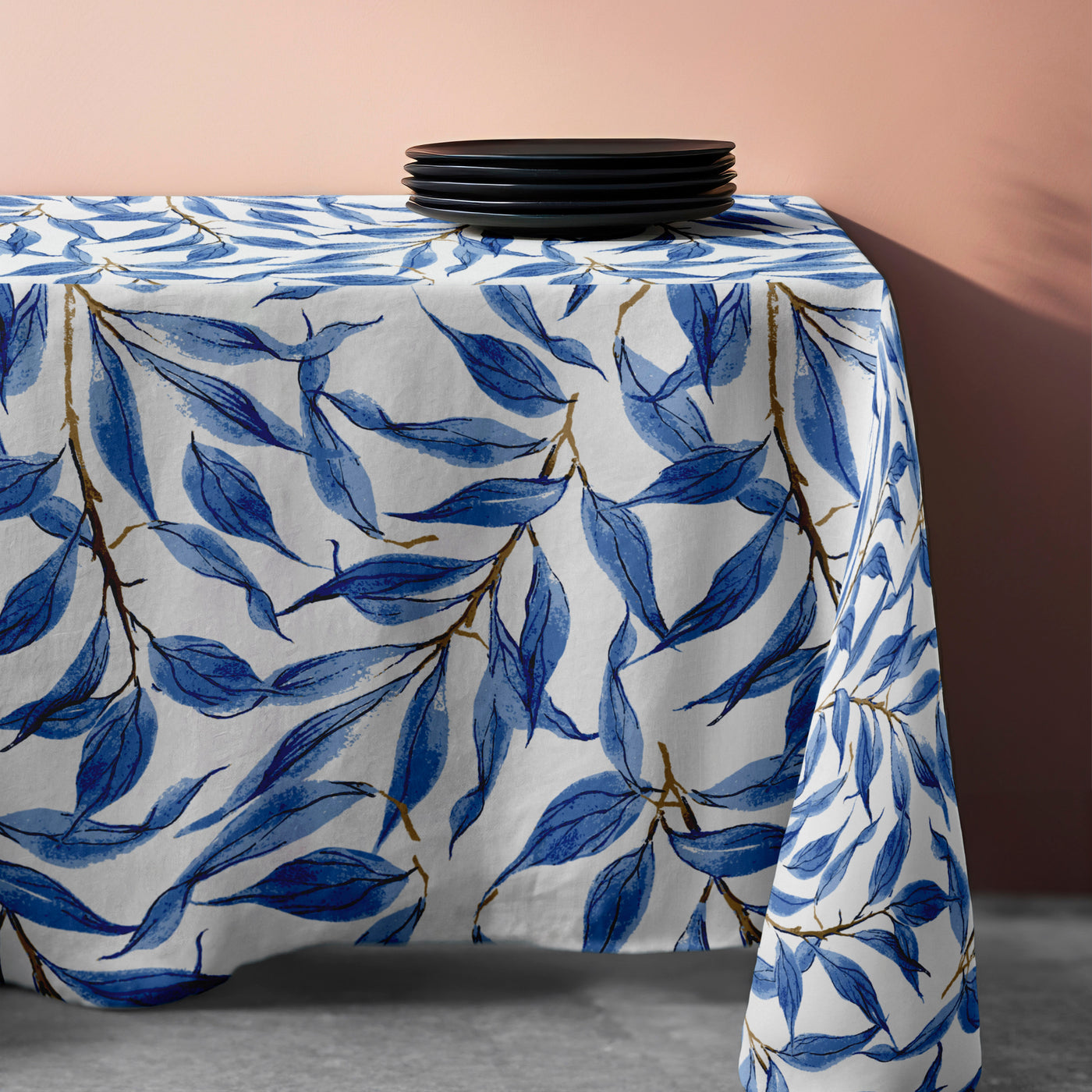 Tablecloth  - Blue leaves