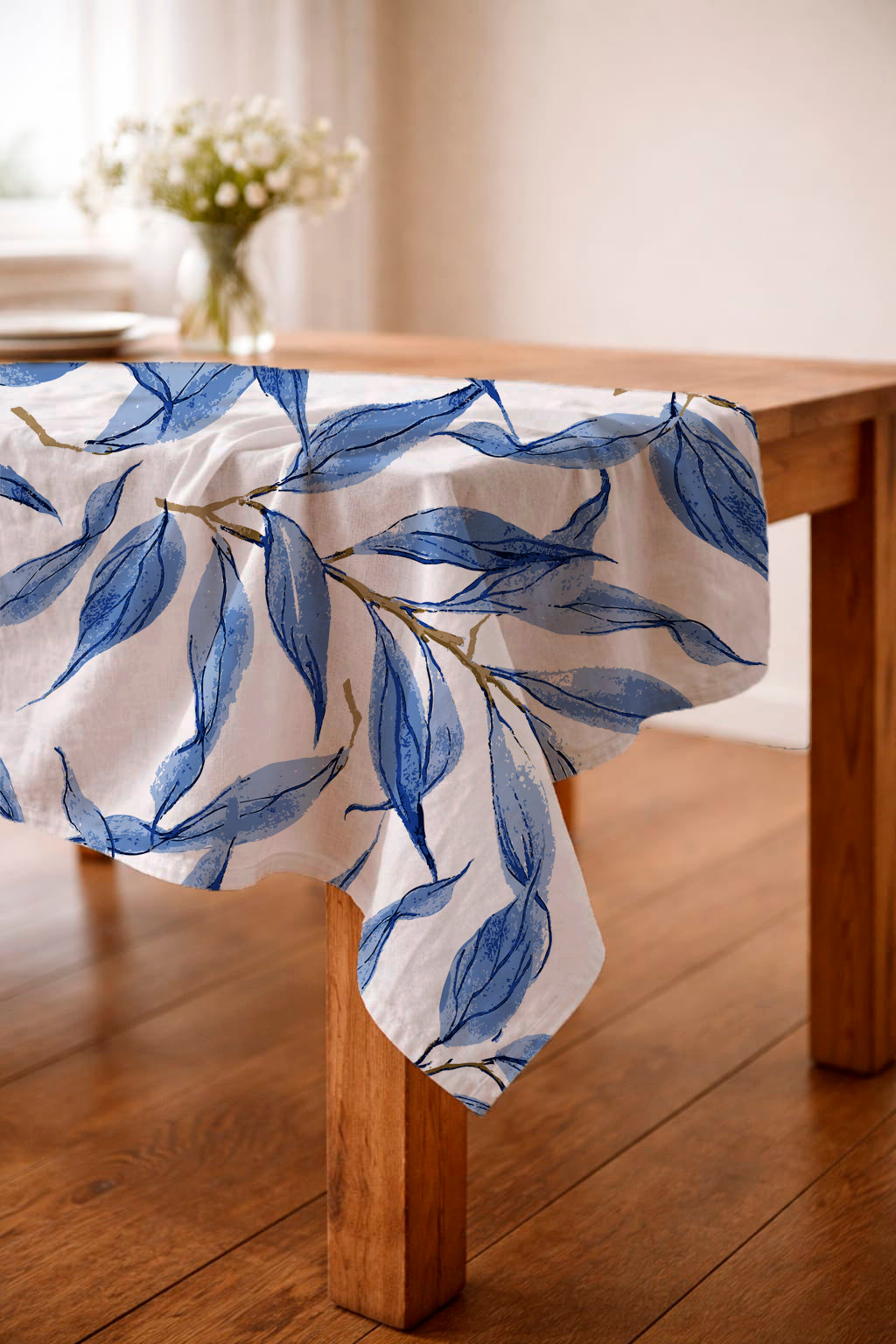 Tablecloth  - Blue leaves