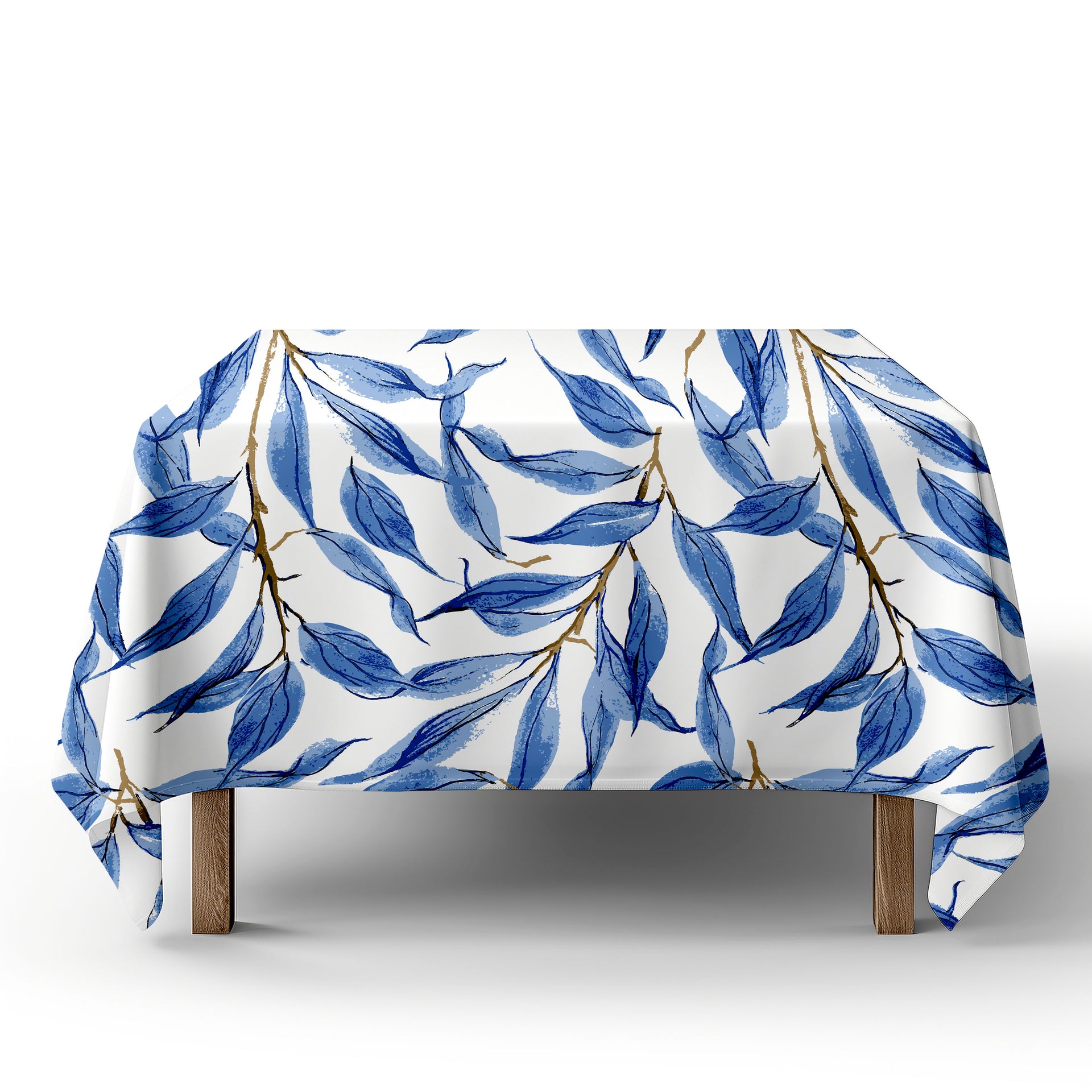 Tablecloth  - Blue leaves