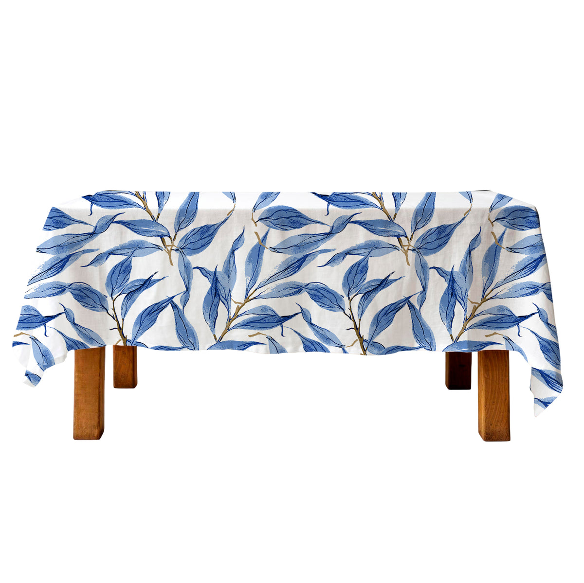 Tablecloth  - Blue leaves