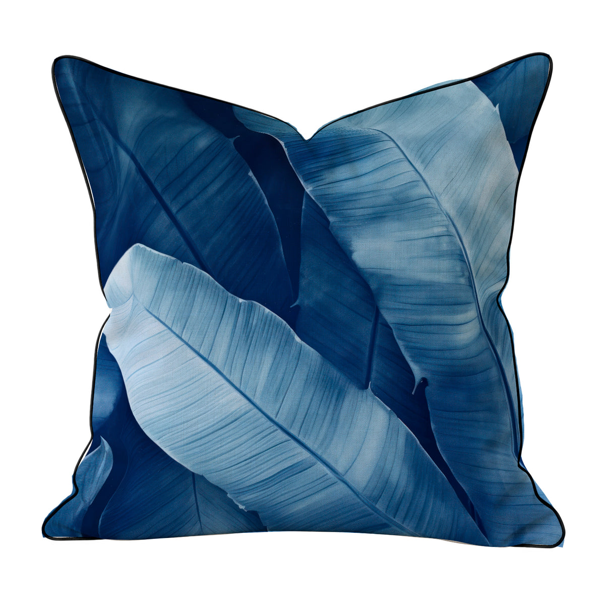 Velvet & Cotton Cushion  - Blue Banana Leaves