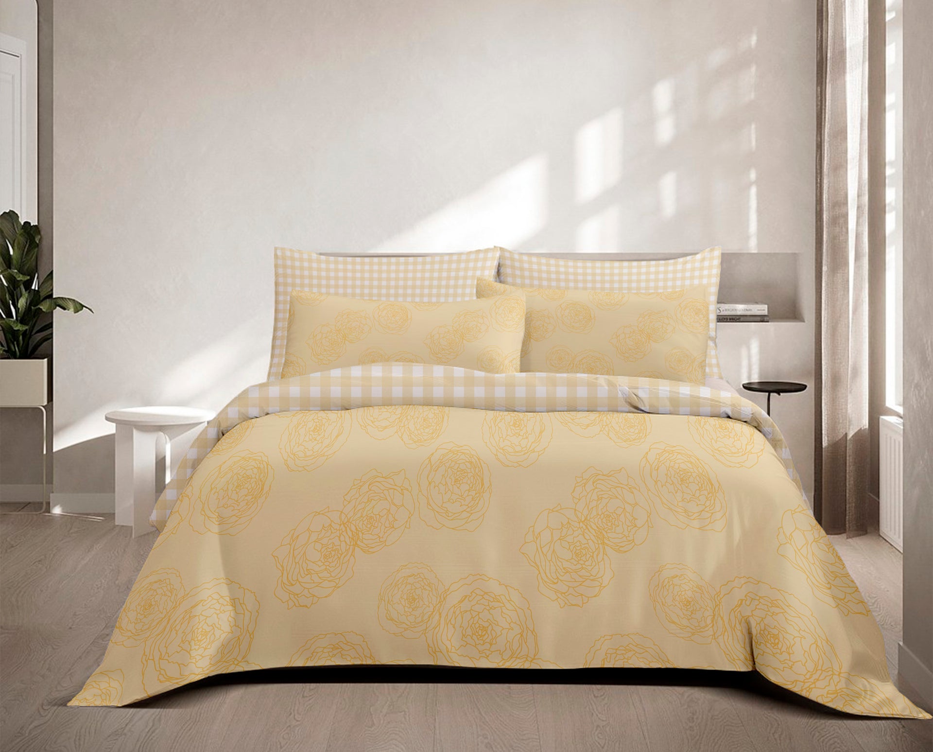 Reversible Duvet Cover Set - Butter Yellow
