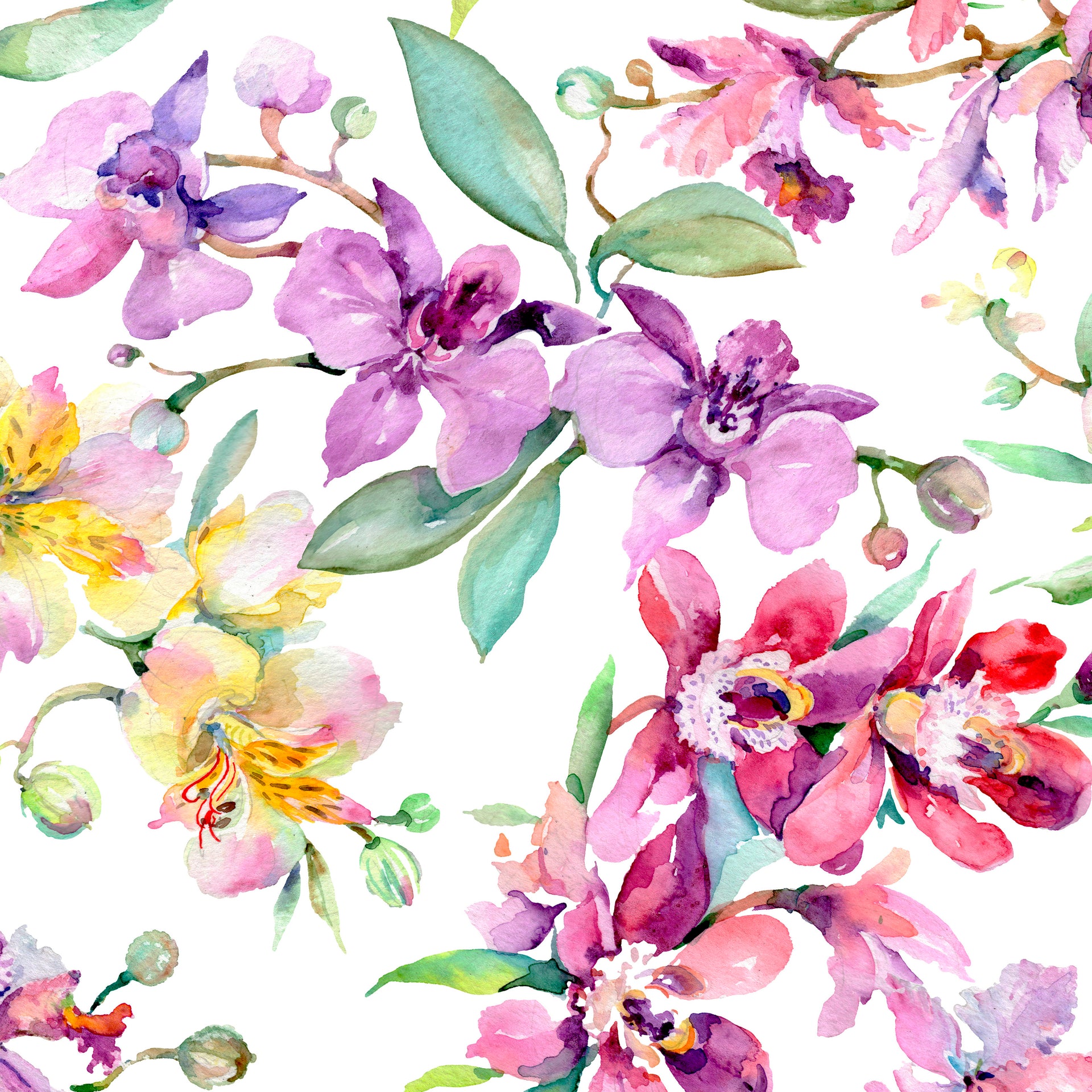 Duvet Cover Set - Orchid Bouquets Botanical Flowers