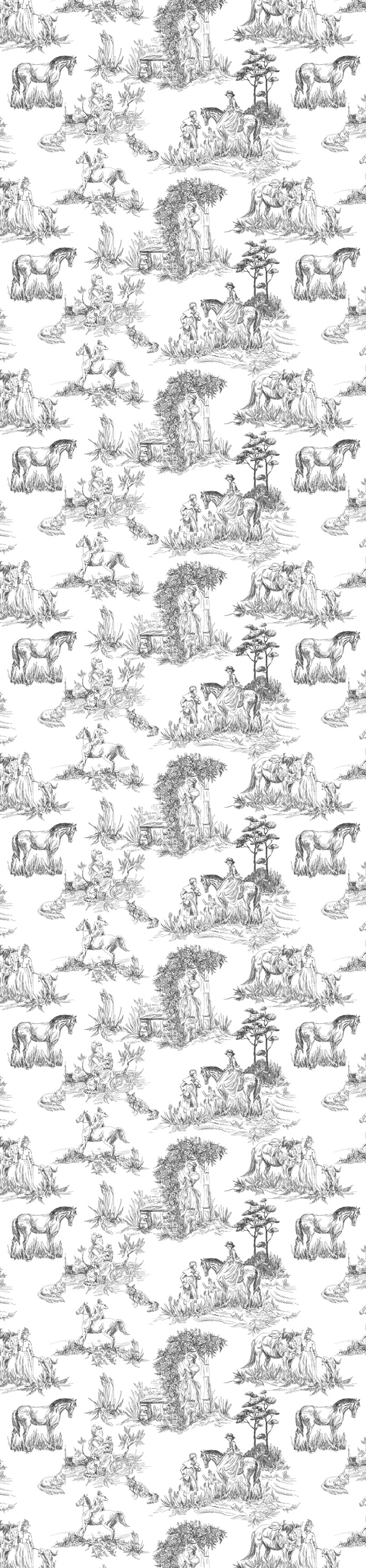 Runner - Charcoal Toile De Jouy