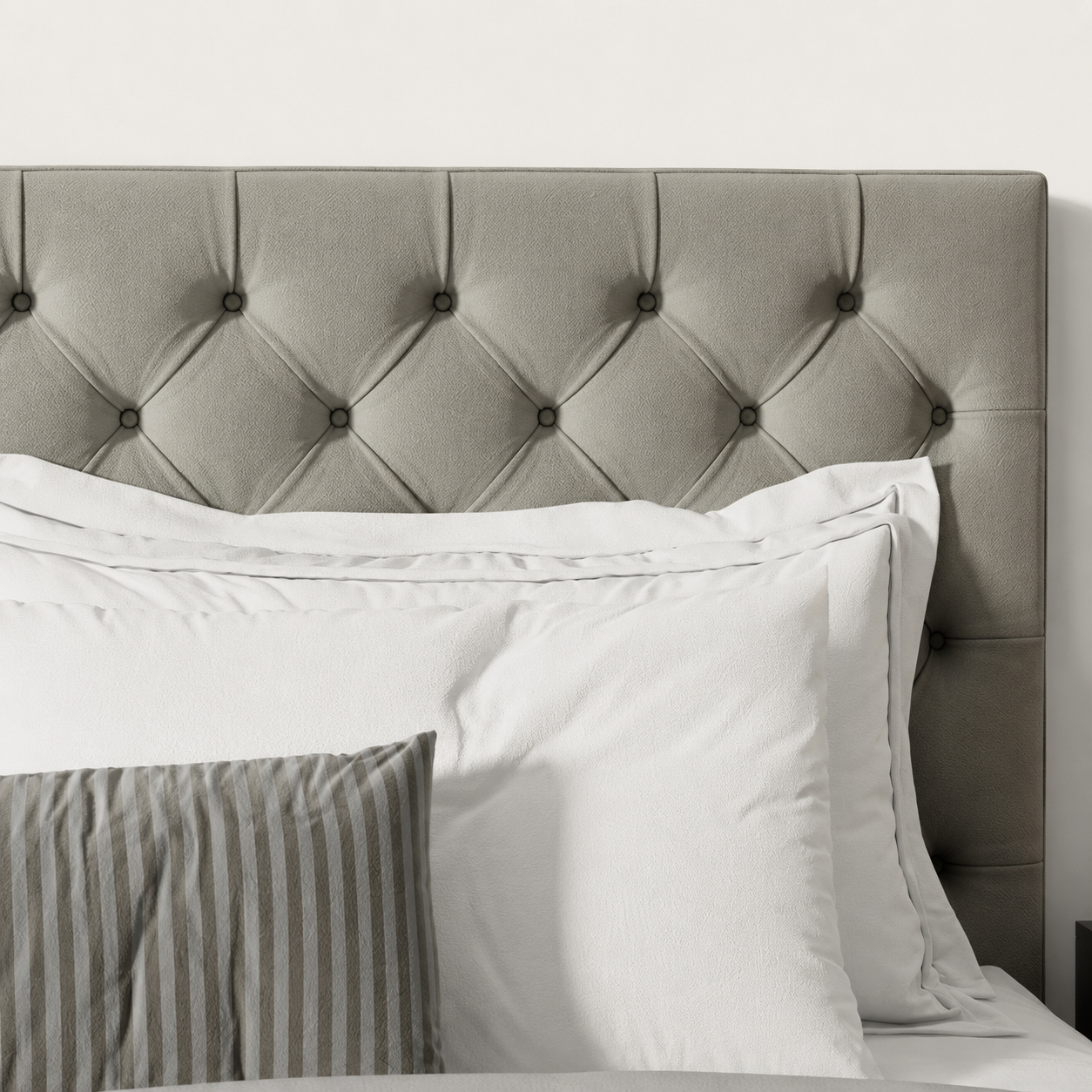 Upholstered Headboard - Tufted Grey Velvet
