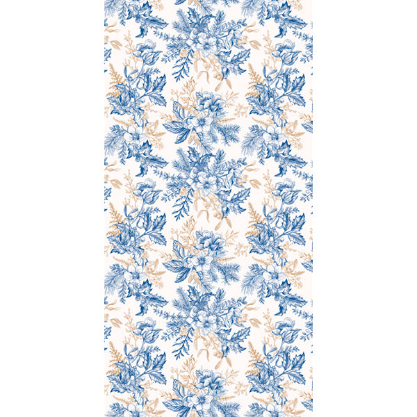 TABLECLOTH - Christmas Flowers in Blue & Gold