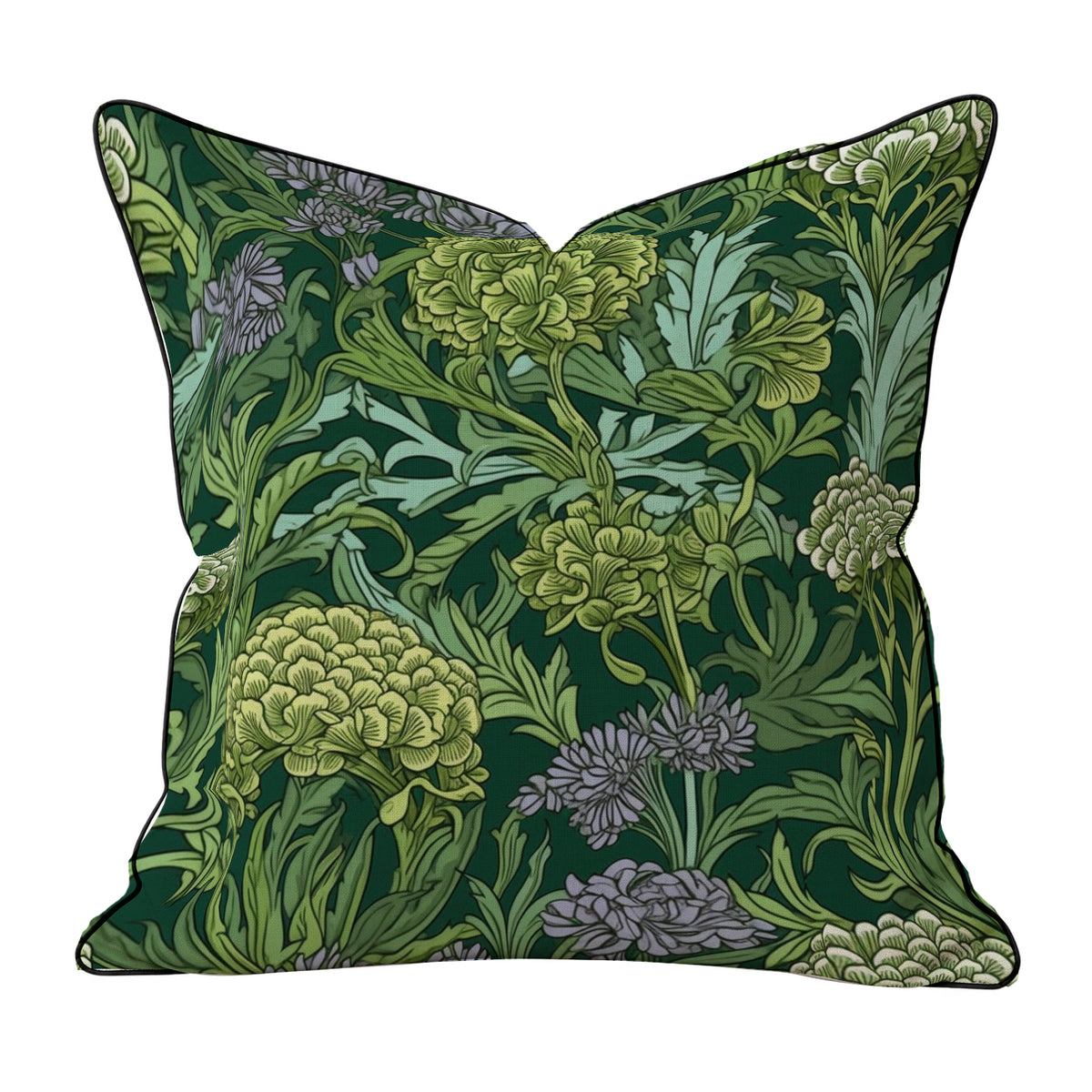 Velvet & Cotton Cushion  - Christmas Roses