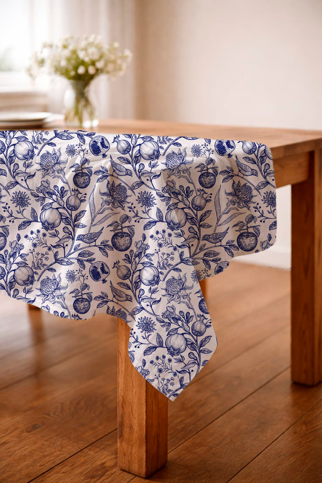 Tablecloth - Delft Blauw Exotic Flowers, Birds and Fruits