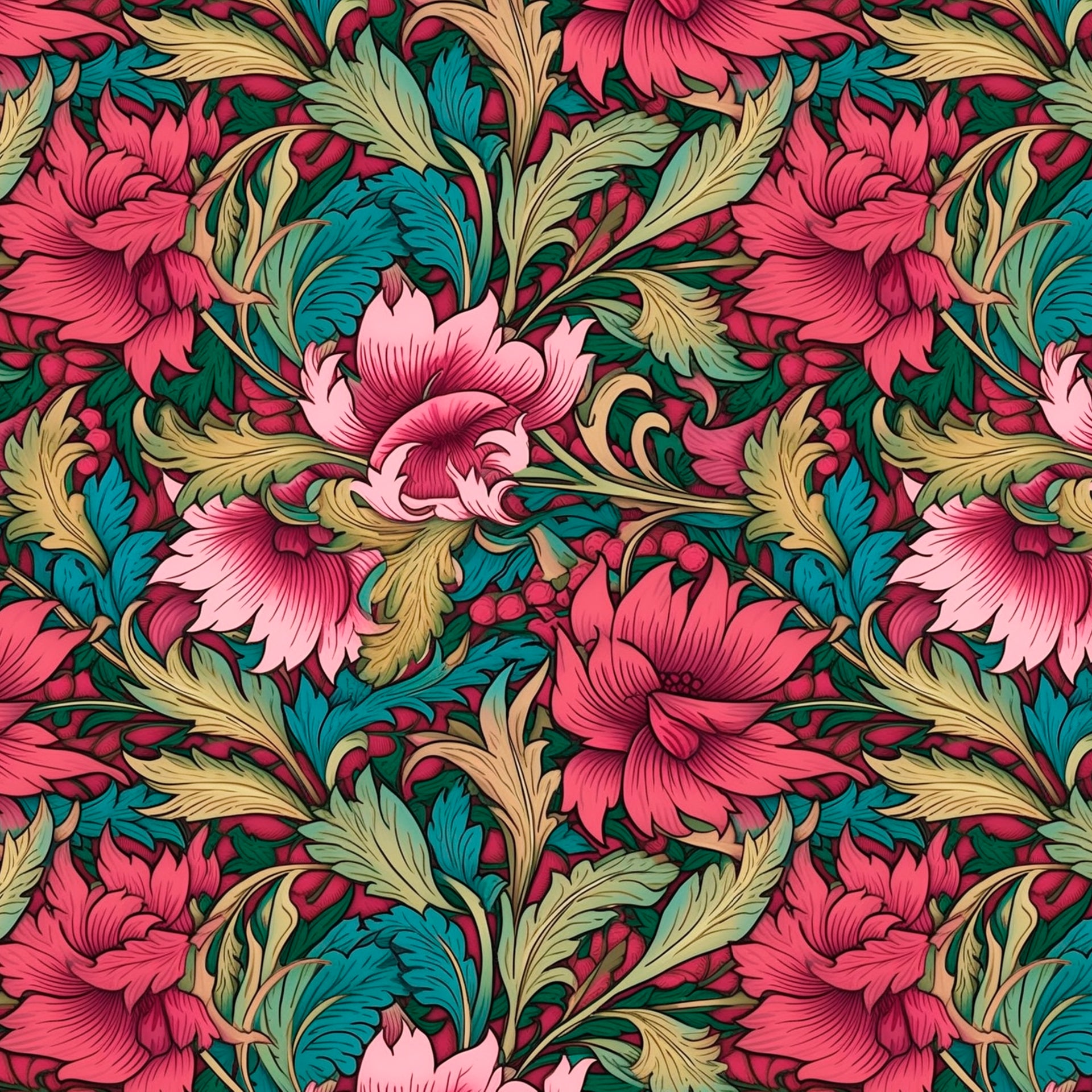 Reversible Duvet Cover Set - William Morris Burgundy Inspired Design
