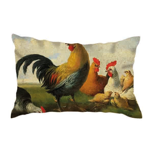 Scatter Cushion  -  Een Haan met Hennen en Kuikens - Albertus Verhoesen