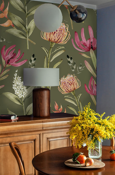 Exotic Protea Wallpaper Design