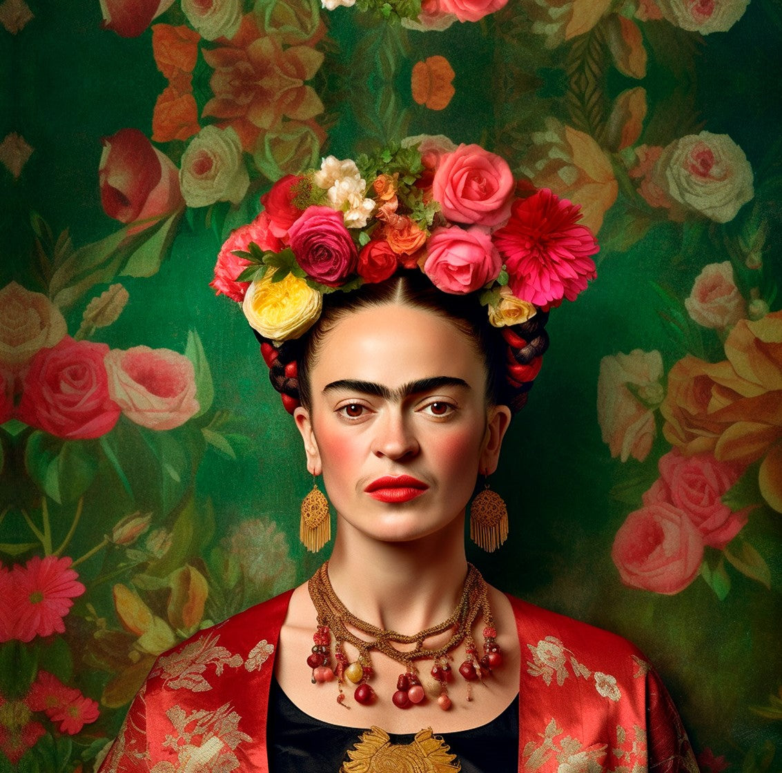 CarryAll Bag with Leather Straps - Frida Kahlo