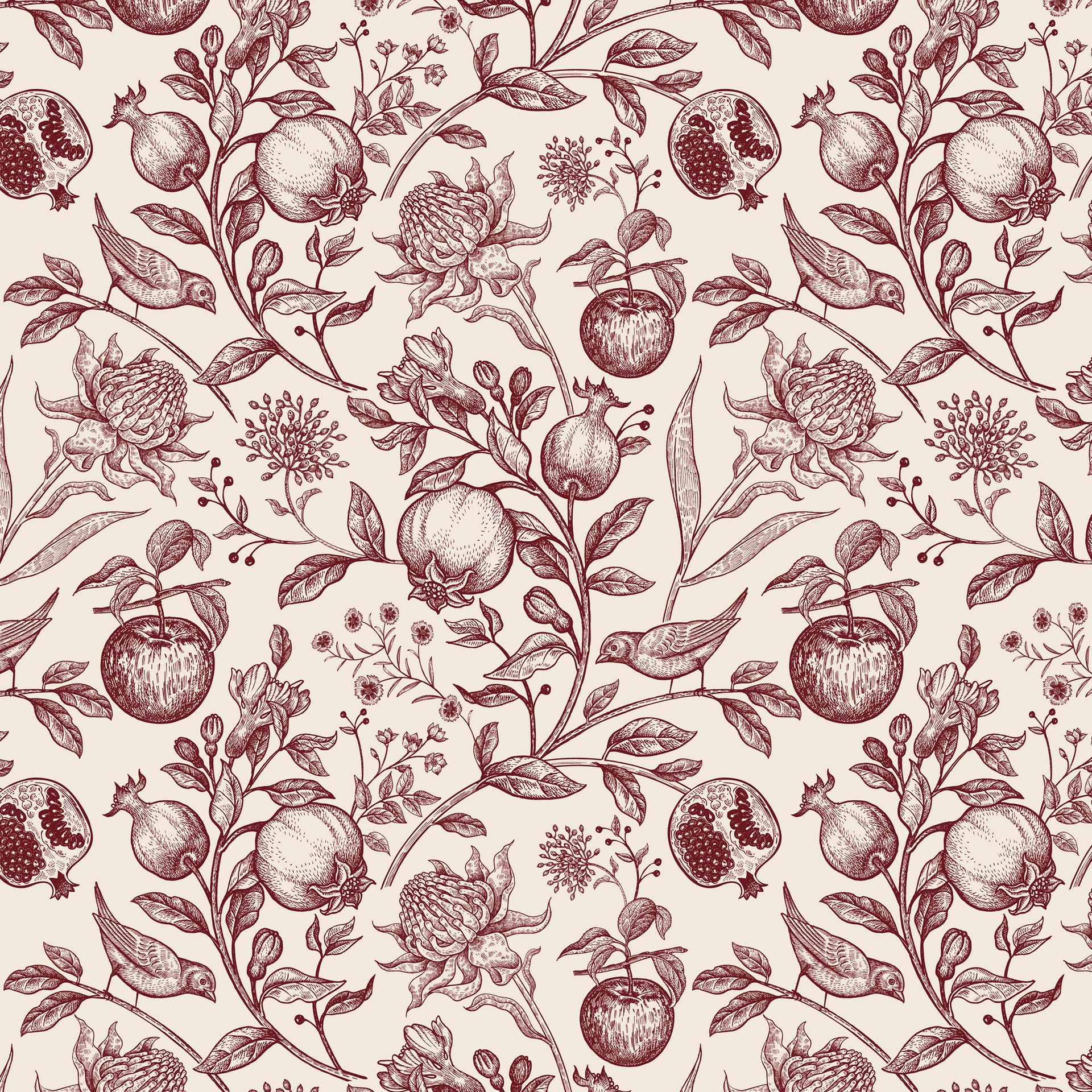 Reversible Duvet Cover Set - Exotic Flowers, Birds and Fruits
