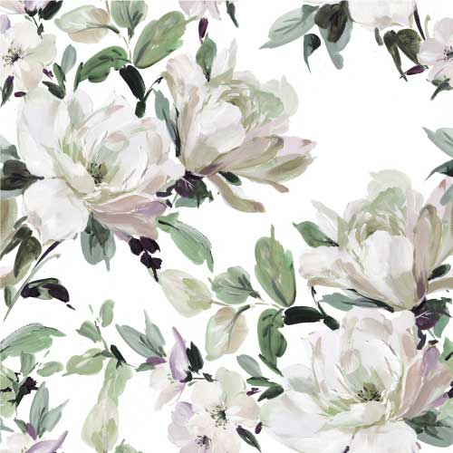 Duvet Cover Set - Green & Lilac Painted Flowers