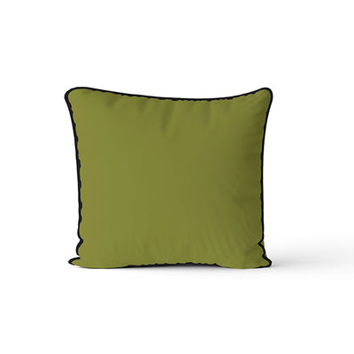 Velvet & Cotton Cushion  - Green Twigs