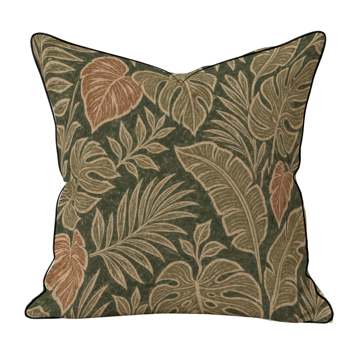 Scatter Cushions  - Green & Brown Tropical Leaves