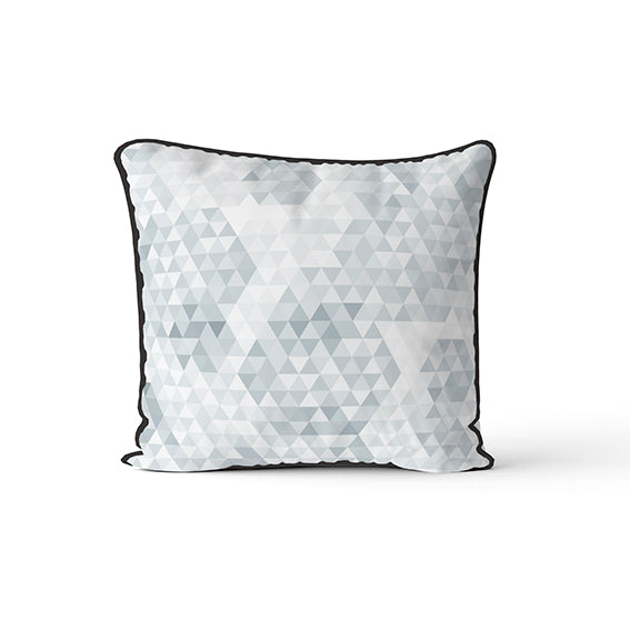 Velvet & Cotton Cushion  - Grey Geometric