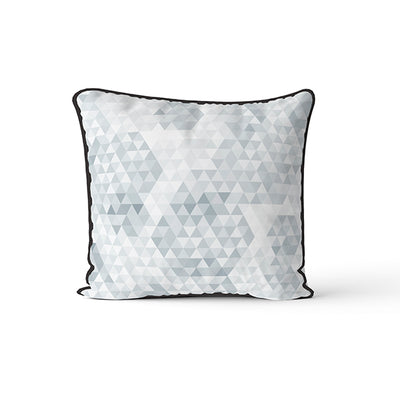 Velvet & Cotton Cushion  - Grey Geometric