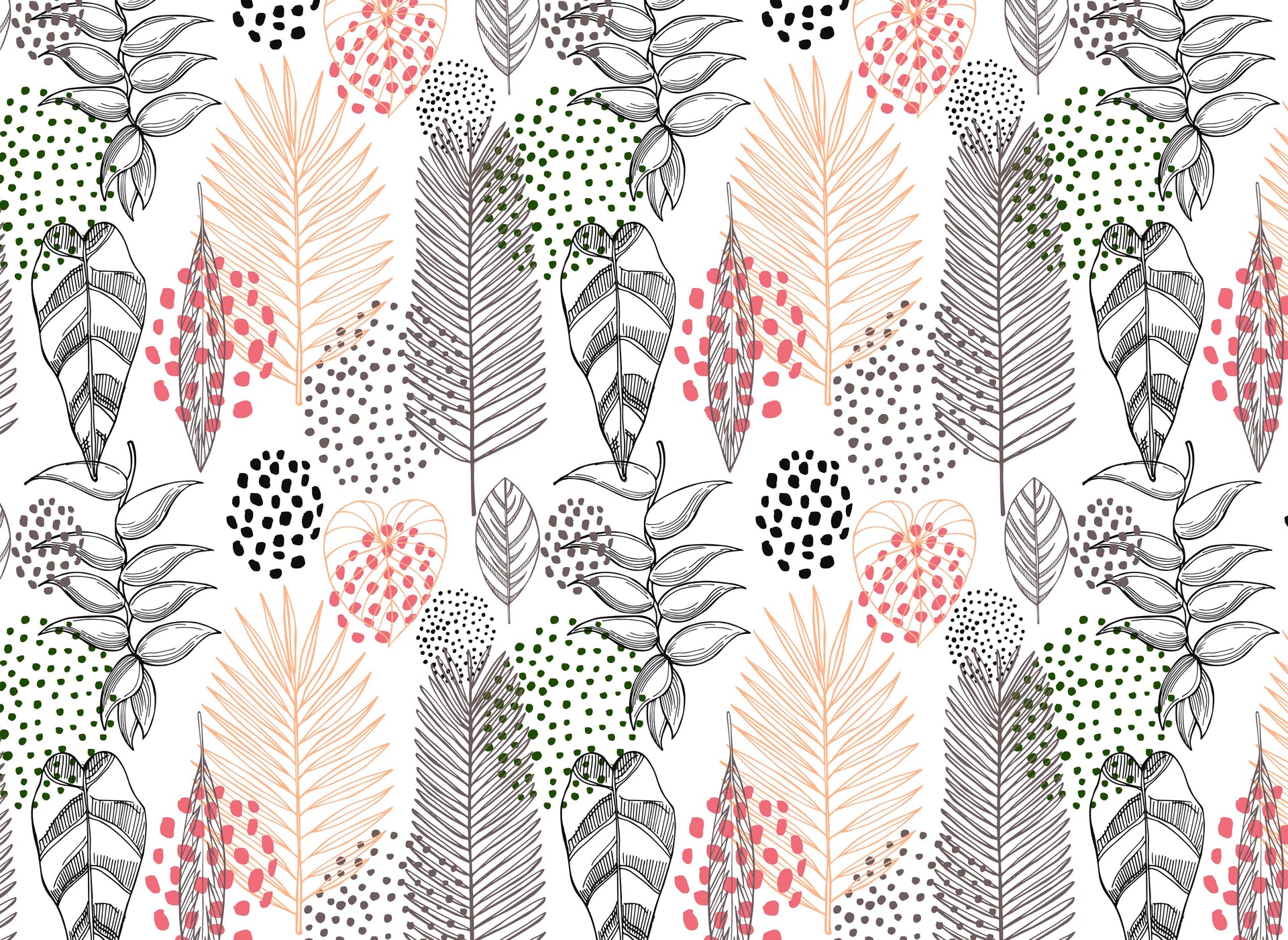Headboard - Hand Drawn Tropical Plants
