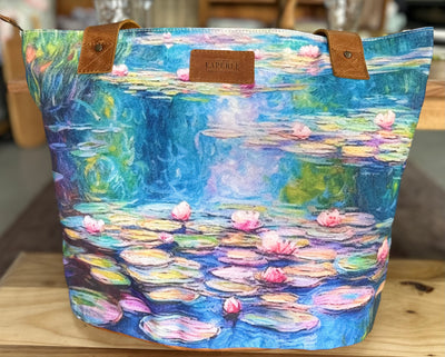 Large Leather bag with Lily Pond Design