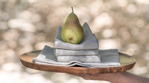 A pear on top of towels