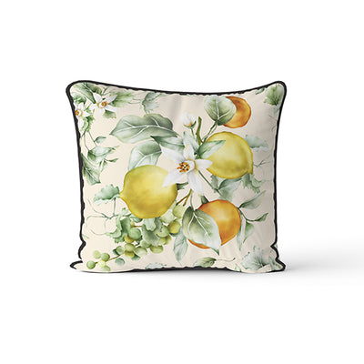 Velvet & Cotton Cushion  - Lemons & Oranges