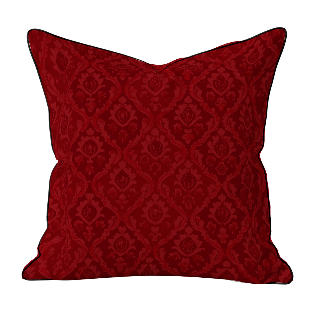 Velvet & Cotton Cushion  - Maroon Damask