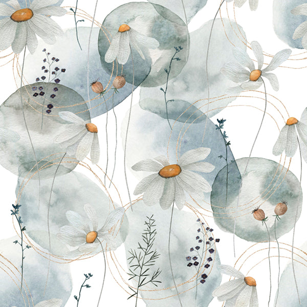 Scatter Cushion  - Textured Cotton & Velvet - Muted Daisies